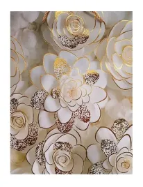 torba-prezentowa-szaro-zlota-kwiaty-kwiatki-urodziny-26x32x10-cm