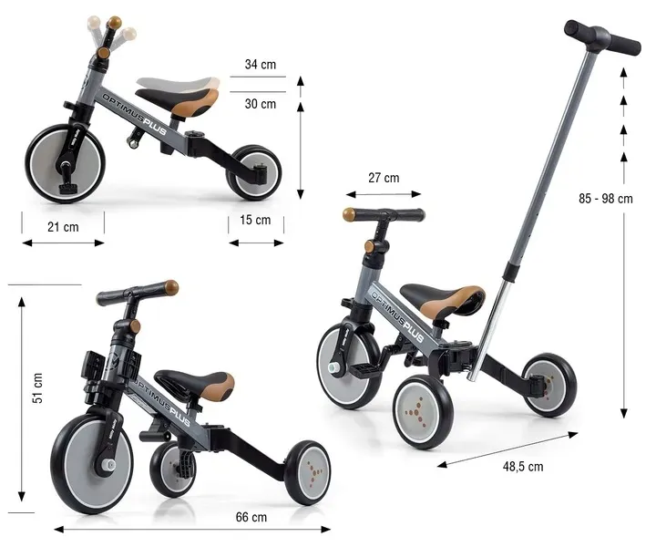 rowerek-4w1-milly-mally-optimus-plus-grey-sary-raczka-stan-nowy