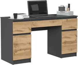 biurko-mlodziezowe-komputerowe-130cm-2-drzwi-3-szuflady-antracyt-dab-wotan