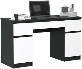 biurko-mlodziezowe-komputerowe-130cm-2-drzwi-3-szuflady-czarny-bialy