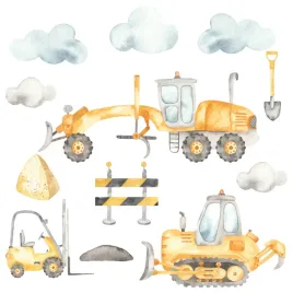 2-x-naklejki-na-sciane-dla-chlopca-budowa-spychacz-maszyny-50x100cm