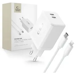 tech-protect-ladowarka-sieciowa-nc45w-gan-2-port-cable-usb-c-white