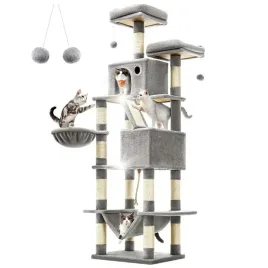 drapak-dla-kota-wieza-legowisko-domek-5-poziomow-zabawka-na-sznurku-206cm