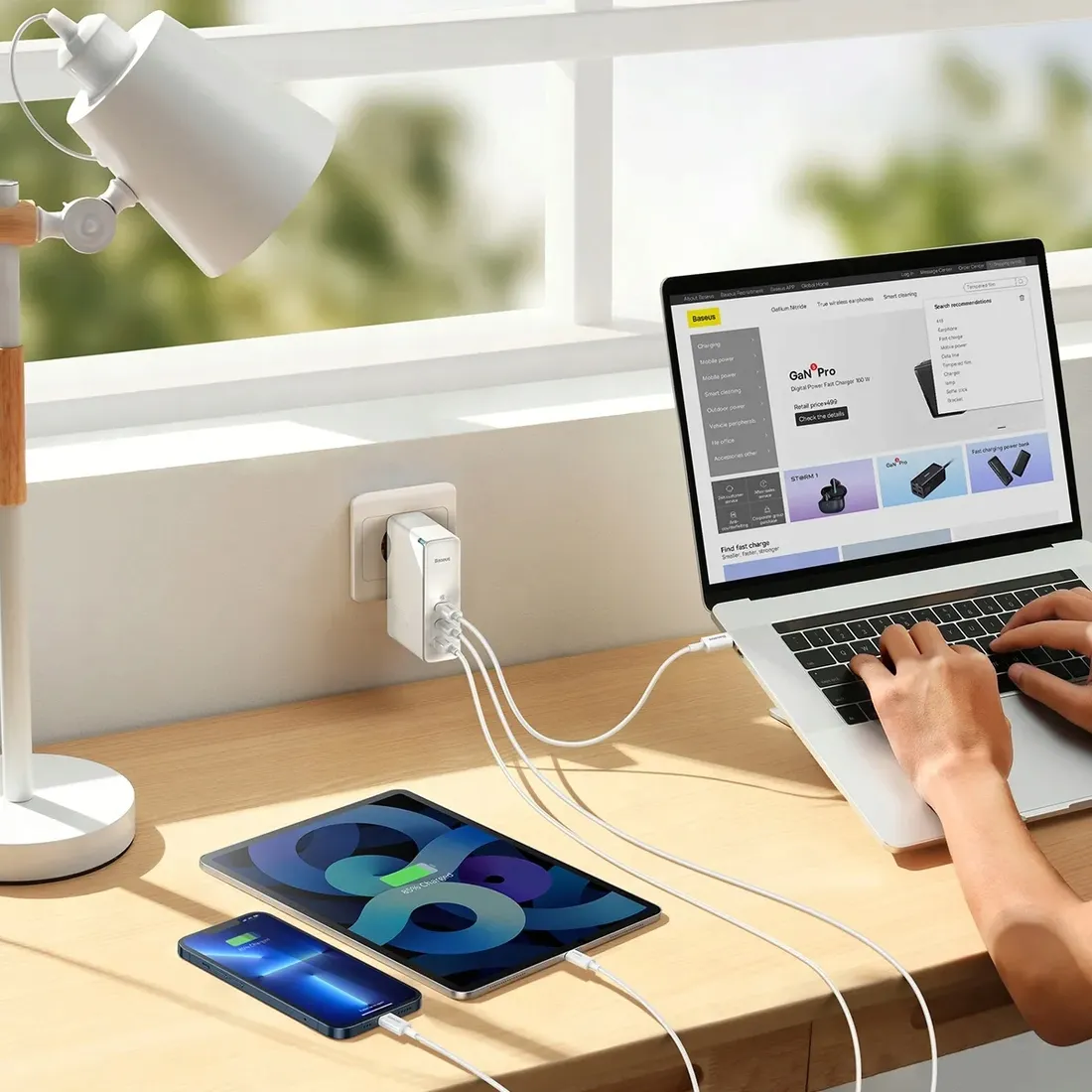 baseus-gan5-pro-szybka-ladowarka-usb-2xusb-c-140w-stan-nowy