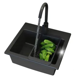 zlew-teor-granitowy-zestaw-czarny-bateria-kuchenna-koszyk-syfon-granitan