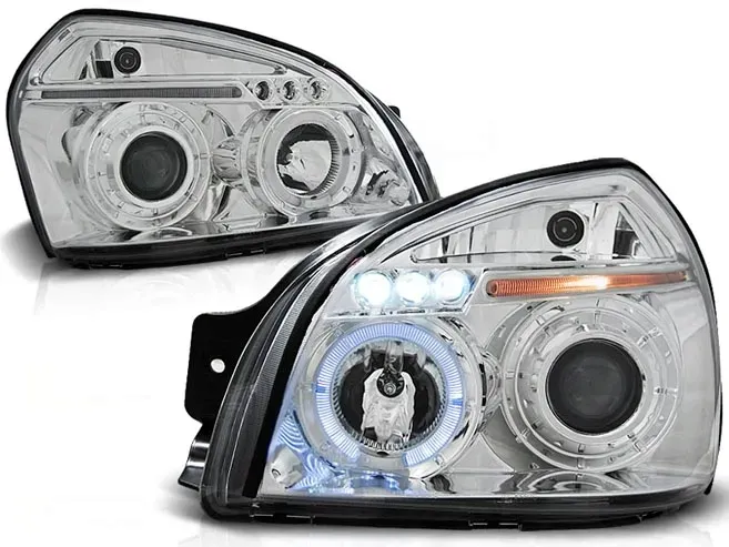 LAMPY REFLEKTORY HYUNDAI TUCSON 04-10R RINGI LED CHROM + ŻARÓWKI GRATIS!!