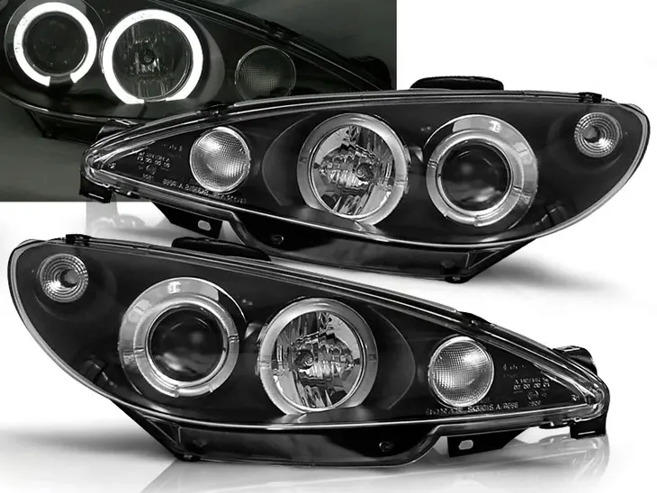 LAMPY PEUGEOT 206 02- / CC ANGEL EYES RINGI LED BLACK