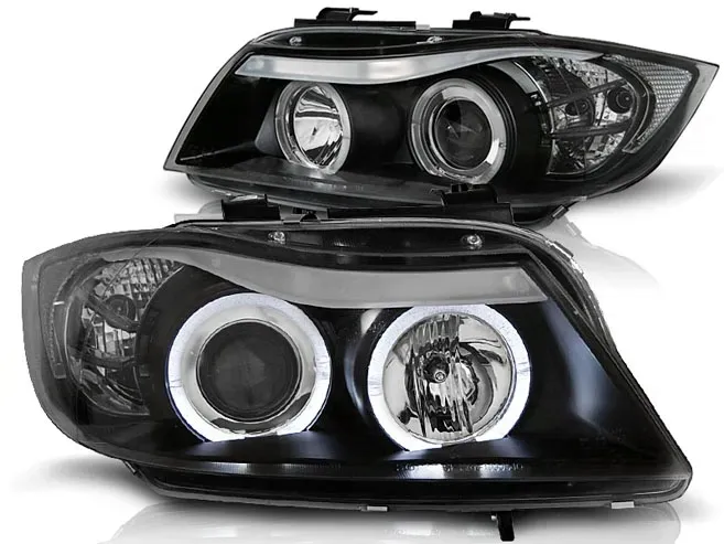 LAMPY BMW E90 E91 05-08R ANGEL EYES BIAŁE RINGI LED + ŻARÓWKI H1 GRATIS!
