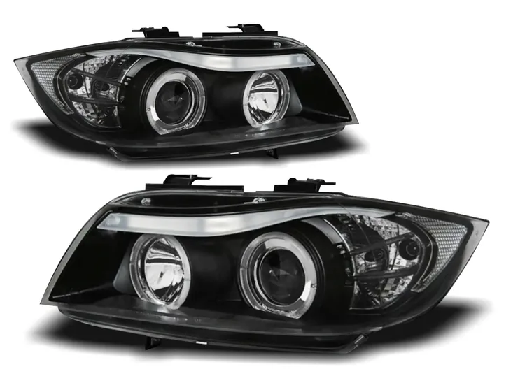LAMPY BMW E90 E91 05-08R ANGEL EYES BIAŁE RINGI LED + ŻARÓWKI H1 GRATIS!