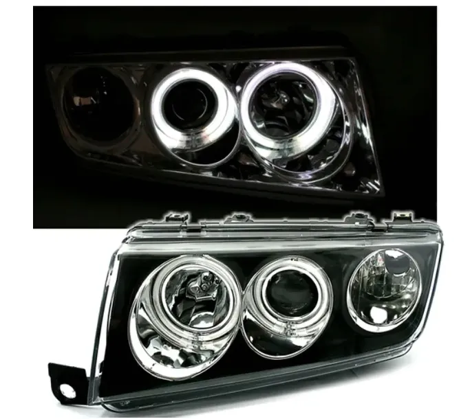 LAMPY SKODA FABIA I 99-08R BIAŁE RINGI CCFL BLACK ATEST + ŻARÓWKI GRATIS!