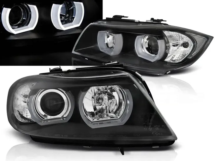 LAMPY BMW E90 E91 05-08R RINGI LED 3D U-TYPE BLACK + ŻARÓWKI GRATIS!