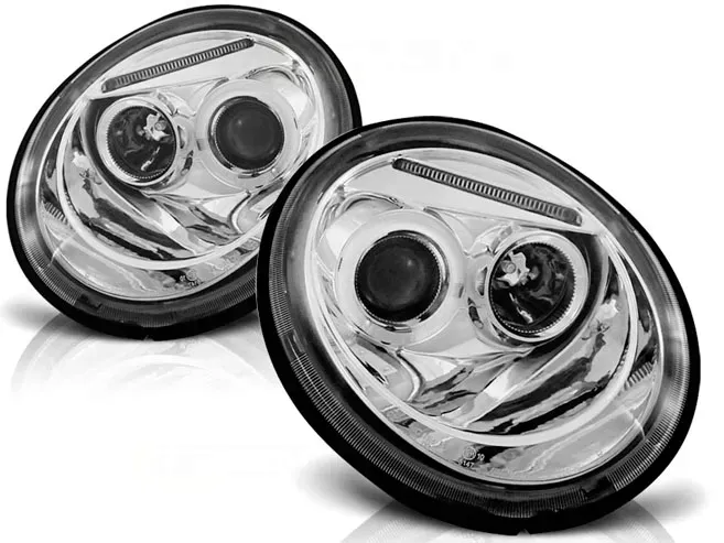 LAMPY VW NEW BEETLE 98-05R RINGI LED CHROM + ŻARÓWKI GRATIS!!