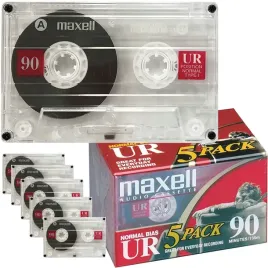 2-x-kaseta-magnetofonowa-maxell-ur-90-zestaw-czystych-kaset-w-folii-5szt
