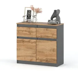 Zdjęcie produktu Komoda OLA LUX szafka 80, 2 szuflady nowoczesna pojemna rtv ANTRACYT