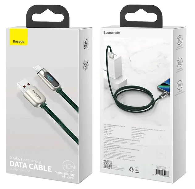 2-x-kabel-usb-do-usb-c-baseus-display-66w-2m-green-stan-nowy-dlugosc-przewodu-2-m