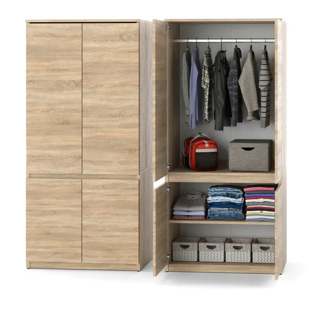 Szafa na ubrania Garderoba 80cm dąb sonoma Modułowa Sypialnia 4 drzwi