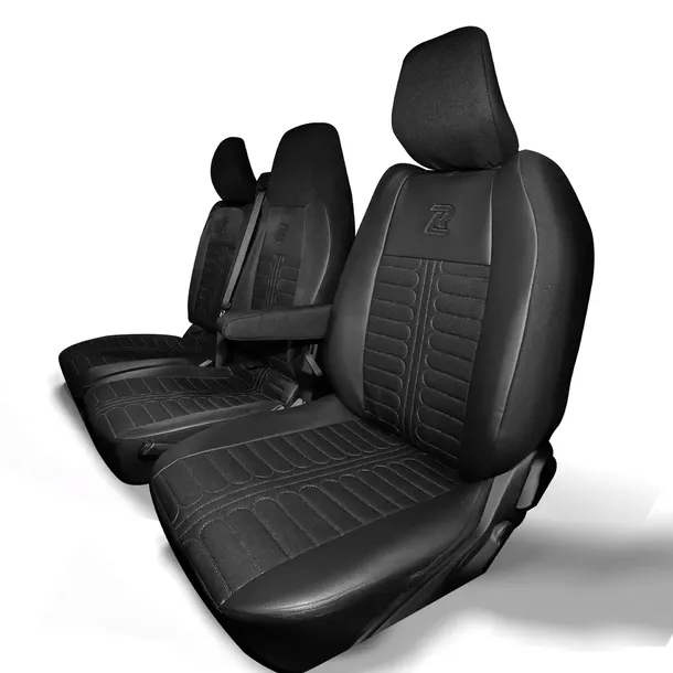 Pokrowce na fotele do Renault Master 4 od 2024 materiałowe skórzane Czarne