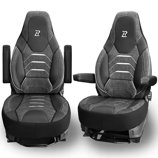 Pokrowce na fotele do kampera Fiat Ducato boxer CAPRI szaro czarne lniane