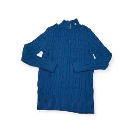 sweter-damski-m-niebieski-half-zip-splot-warkoczowy-styl-old-money
