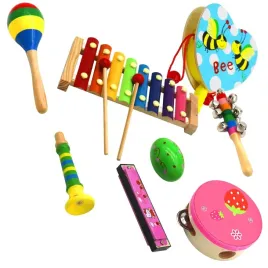 2-x-zestaw-instrumentow-drewnianych-cymbalki-bebenek-tamburyn-i-harmonijka