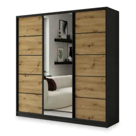 szafa-przesuwna-nata-200-cm-z-lustrem-szuflady-polki-czarna-dab-artisan