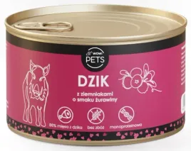 wowpets-karma-mokra-psy-monobialkowa-dzik-ziemniak-zurawina-86percent-miesa-410g