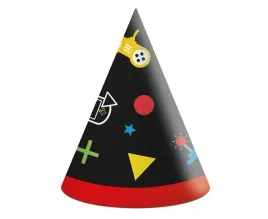 czapeczki-papierowe-gaming-party-6-szt-na-przyjecie-urodzinowe