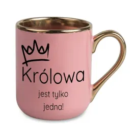 kubek-elegant-rozowy-na-prezent-dla-kobiety-krolowa-jest-tylko-jedna-wzory