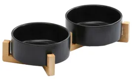 miska-dla-psa-kota-na-drewnianym-stojaku-miseczka-czarna-2x400ml