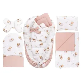 wyprawka-dla-noworodka-6-elementowa-white-sleeping-teddy-bear-bawelna