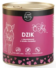 wow-pets-karma-mokra-psy-monobialkowa-dzik-ziemniak-zurawina-86percent-miesa-850g
