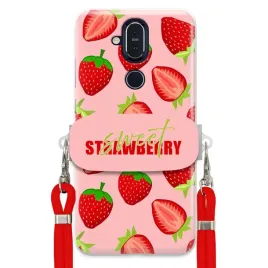 etui-do-nokia-8-1-uchwyt-czerwona-smycz-crossbody-modne-sweet-strawberry