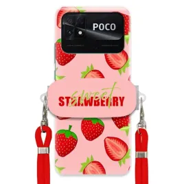 etui-do-xiaomi-poco-c40-uchwyt-czerwona-smycz-crossbody-sweet-strawberry