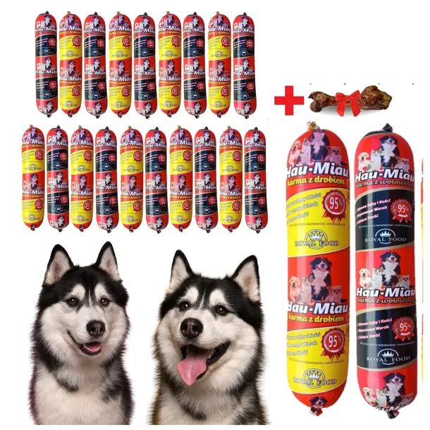 29x0,9KG Karma dla psa baton RoyalFood HauMiau 95% mięsa + GRATIS