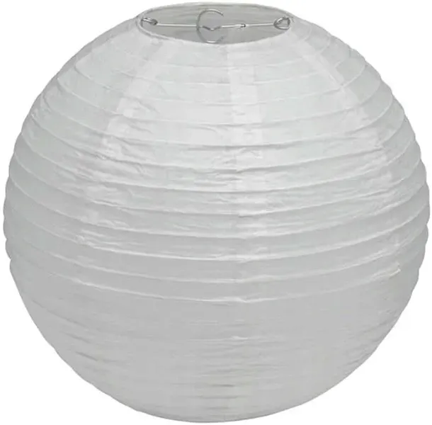 LAMPION PAPIEROWY BIAŁY KULA 25 CM DEKORACJA URODZINY KOMUNIA WESELE ŚLUB