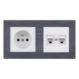 exen-gniazdo-gniazdo-2xrj45-kat-6-biale-ramka-comfort-magnetyczny-szary
