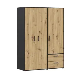 szafa-ubraniowa-150-cm-z-szufladami-i-polkami-czarna-artisan-145-cm-szeroka