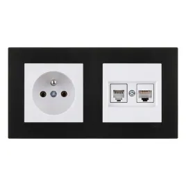 exen-gniazdo-gniazdo-rj45-kat-6-rj11-biale-ramka-karell-czarny-metalik
