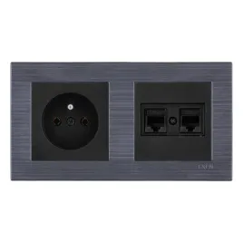 exen-gniazdo-gniazdo-2xrj45-kat-6-czarne-ramka-comfort-magnet-szary