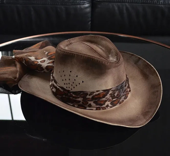 Kapelusz Skórzany Kowbojski Damski Western Podpalany Ladies Skoczów
