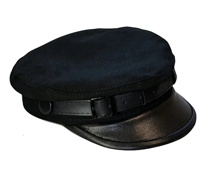 Czapka maciejówka letnia bawełna skóra czarna Klasyczna Witleather Skoczów