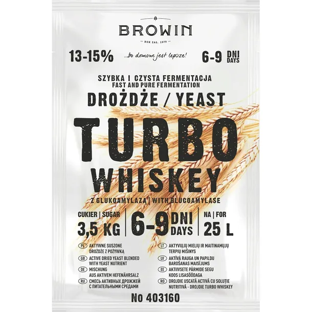 Drożdże gorzelnicze TURBO Whiskey 13 -15% 23 g - na 25 L