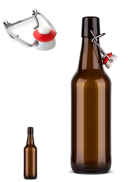 Butelka brązowa 750 ml z klipsem - butelki do piwa, cydru, nalewki, soku