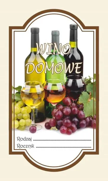 50 szt. - Etykiety naklejki na butelki "Wino Domowe"