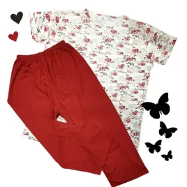 pizama-damska-7xl-8xl-plus-size-bawelna-czerwone-roze-cudna-komplet