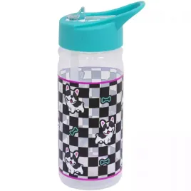 bidon-butelka-na-wode-450ml-do-szkoly-dla-dziewczynki-szachownica-pieski