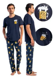 pizama-meska-bawelniana-krotki-rekaw-dlugie-spodnie-na-prezent-vienetta-xxl
