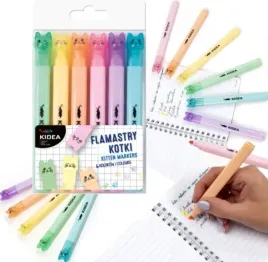 flamastry-mazaki-pisaki-pastelowe-kotki-6-kolorow-kidea-zakreslacze