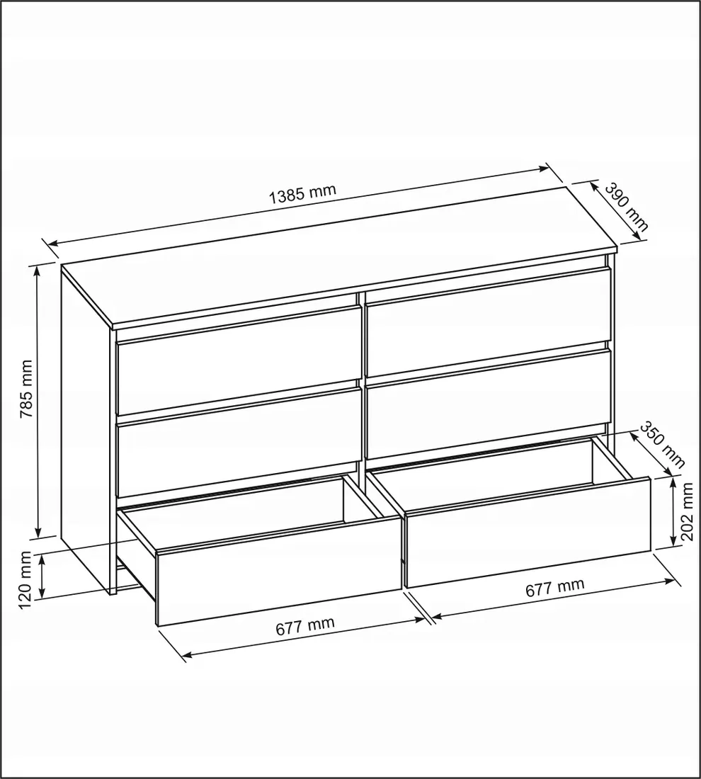 komoda-6-szuflad-140cm-biala-front-polysk-stan-nowy