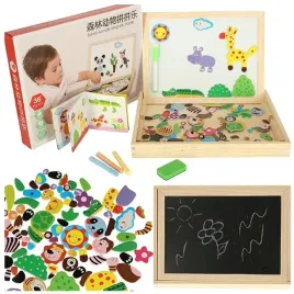 tablica-magnetyczna-kredowa-wielofunkcyjna-zwierzatka-kredka-marker-gabka